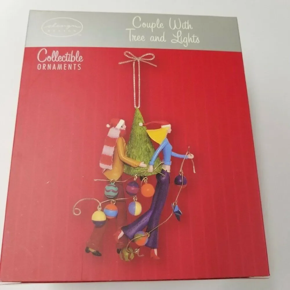 Couple Xmas Tree And Lights Christmas Ornament Collectible Design Design New